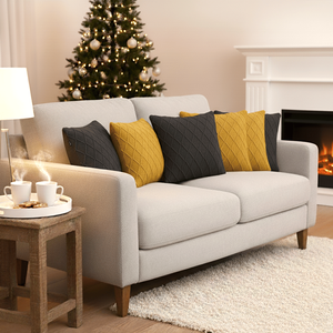 SOGA Juego de 6 Fundas de Almohada Decorativas de 45 cm, 3 en Color Amarillo Sol y 3 en Color Gris Carbón con Tejido de Diamantes y Tejido de Cable - Product Image 6