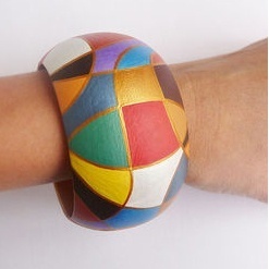 Rustic Artisan Ethnic <b>Indian</b> Wooden Bracelet Hand-Painted <b>Bangles</b> - Product Image 2