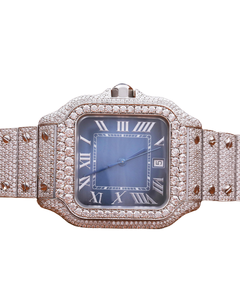 Montre de luxe personnalisée Hip Hop, forme carrée, diamant moissanite, pour homme, avec cadran bleu personnalisé et design unique - Product Image 1