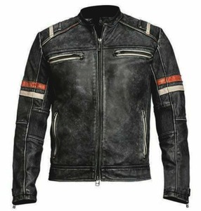 Men Cafe Racer Retro Distressed Genuine Leather <b>Jacket</b> Motorcycle <b>Biker</b> <b>Jacket</b> - Product Image 1