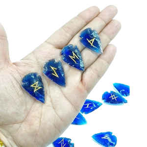 High quality blue Obsidian arrowhead rune set <b>Crystal</b> Rune Wicca Energy natural stone for Divination and Intuition Protection - Product Image 6