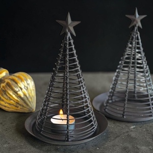 Modern Metal Wire Christmas <b>Tree</b> Decor With <b>Star</b> Top Candle Holder Black Finish Handicraft Holiday Decoration - Product Image 3