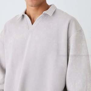 Sweat-shirt oversize pour homme à col montant zippé, couleur unie, en molleton, manches classiques, style décontracté automne - Product Image 5