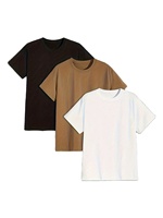 Camisetas de Algodón 100% para Hombre, Estilo Clásico, Paquete de 3, Cuello Redondo, Manga Corta, Ecológicas y Transpirables, Personalizables al por Mayor