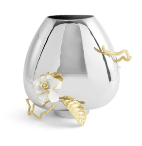 แจกันดอกไม้ตั้งพื้นสแตนเลสสตีลหรูหราทันสมัยเคลือบ PVD ลายตอกทองทำมือ เป็นมิตรกับสิ่งแวดล้อม สีสันปรับแต่งได้ สำหรับบ้านและโรงแรม - Product Image 1