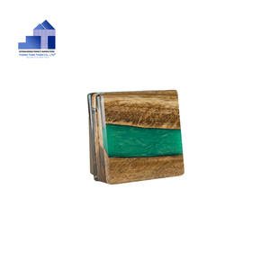 Sous-verres en résine époxy bois écologiques, peints à la main, carrés verts, pour la décoration intérieure, fabriqués au Vietnam – Nouveauté 2026, Vente Flash - Product Image 3