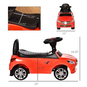 Red Toddler Ride-On <b>Push</b> <b>Car</b> Foot-to-Floor with Horn Music Headlights & Storage Features - Product Image 3