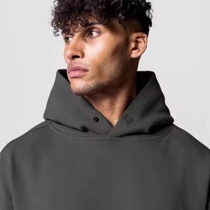 Boxy Fit Hoodie Set Heavyweight Crop Tracksuit Charcoal <b>Grey</b> Sweatsuit Custom Logo Streetwear Blank Heavy <b>Fleece</b> Hoodie - Product Image 4