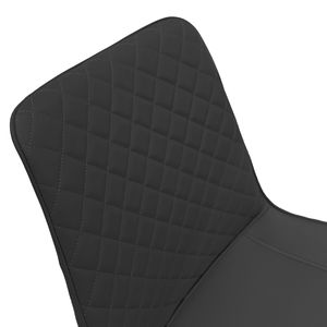 Set di 4 Sedie da Pranzo in Pelle PU Nera con Gambe in Metallo, Sedie Senza Braccioli Imbottite a Scacchi per Cucina, Ristorante e Soggiorno - Product Image 3