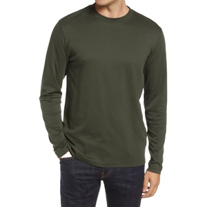 Camiseta personalizada de algodón con cuello alto para hombre, camiseta transpirable, camiseta en blanco con estampado de manga completa de alta calidad - Product Image 1