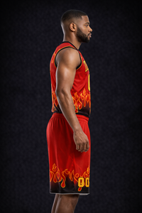 Uniforme de basket-ball de qualité supérieure pour hommes, design personnalisé rouge feu, uniforme de sport personnalisé pour le basket-ball - Product Image 5