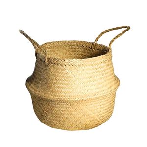 Decorative Handmade SEAGRASS <b>BELLY</b> <b>BASKETS</b> Foldable Natural Woven Storage <b>Basket</b> with Handles - Product Image 1
