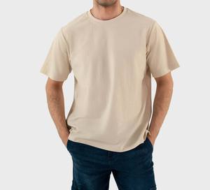 Camiseta Premium Texturizada para Hombre, Color Beige, Manga Corta, Estilo Básico, 100% Algodón, Secado Rápido, Transpirable, Personalizable, Estilo Urbano - Product Image 5