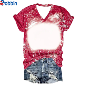 Camisetas Unisex Sublimadas con Efecto Decolorado, Nuevas Camisetas Personalizadas con Cuello en V, 100% Poliéster, Manga Corta - Product Image 2