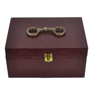 Luxury Storage Boxes & <b>Bins</b> OEM Customizable Decorative Leather Box Brass Antique Horse Bit Style Gift Box For Wedding Event Use - Product Image 5