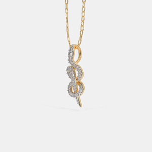 Collar con Colgante de Diamante Cultivado en Laboratorio con Clave de Sol en Oro Amarillo - Product Image 4