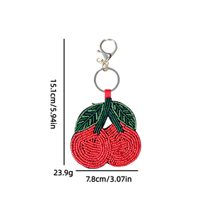 Colgante Decorativo para Bolso con Bordado de Perlas Serie Frutas: Cereza, Fresa, Piña. Accesorios de Llavero. - Product Image 5