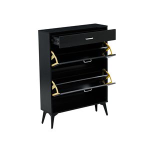 Scarpiera Nera con Ripiani Portaoggetti, Eleganti Portascarpe - Product Image 5