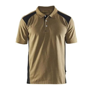 Chemise polo pour homme, coupe ajustée, logo imprimé OEM, jersey doux, respirant, séchage rapide, combinaison de couleurs, décontractée pour le travail en extérieur - Product Image 1