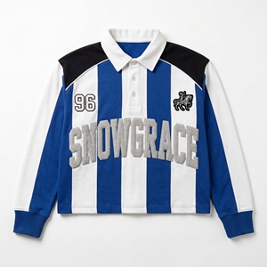 Maillot de football rayé Snowgrace à manches longues avec logo brodé, col rabattu, unisexe, adulte, coupe classique - Product Image 1