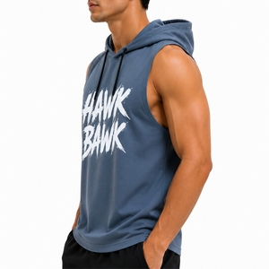 Camiseta sin mangas con capucha para hombre, diseño de tela premium, secado rápido, poliéster tejido, estilo deportivo, sin mangas, ideal para el gimnasio, ajuste cómodo para hombre - Product Image 3