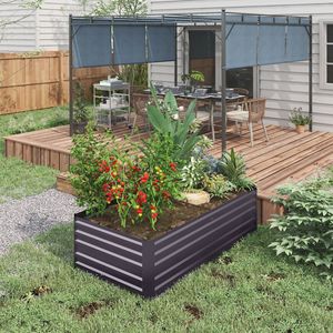 Fioriera Rialzata in Acciaio Zincato 180x90x58 cm Grigio Scuro per Esterni con Barre Rinforzate - Edifici da Giardino - Product Image 2