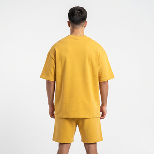 Casual Oversized Shirts Sets Cotton Polyester <b>Pullover</b> <b>Mens</b> Custom Logo Tracksuit <b>Men's</b> T Shirt and Short Set With Zipper - Product Image 3
