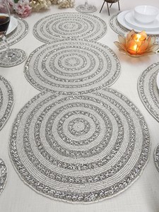 Sets de table perlés faits main de qualité supérieure, broderie complexe, accessoires de table pour la décoration de maison de luxe, événements de mariage et fêtes - Product Image 3