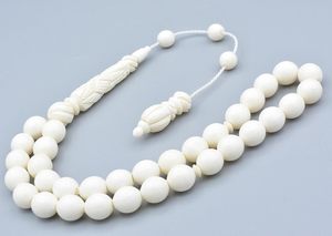 Tasbih de prière islamique de haute qualité en os de buffle, 100 perles, forme naturelle, éco-responsable, fait main, Subha musulmane de collection - Product Image 3