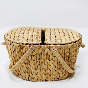 Ensemble de paniers tissés à la main en saule naturel, ovales et circulaires, avec poignée, et grands paniers en jonc de mer noir pour cadeaux - Product Image 3