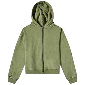 Sweat à capuche zippé unisexe en molleton 100 % polyester/coton, haute qualité, style vintage, logo personnalisé, effet vieilli, couleur et taille personnalisables, vente en gros - Product Image 2