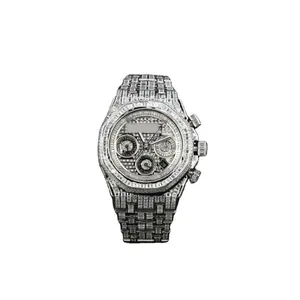Custom Vvs D Moissanite Horloge Diamant Iced Out Horloges Studs Roestvrij Steelwatch Merk Hiphop Sieraden