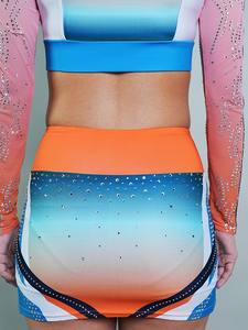 Ensemble de costumes de cheerleading imprimés professionnels pour femmes, uniforme de cheerleading personnalisé, service OEM, logo personnalisé, décoration en strass, haute qualité - Product Image 5