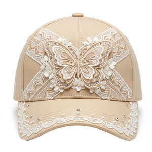 <b>Women</b> Lace Baseball <b>Hat</b> Vintage Inspired Floral Pattern Adjustable Casual Headwear For <b>Summer</b> Outdoor Fashion - Product Image 1