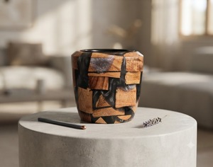 Quemador de Aroma Religioso de Sándalo Hecho a Mano, Mini Mubkhar con Incrustaciones de Hueso y Resina Epoxi, Decoración, Regalo - Product Image 2