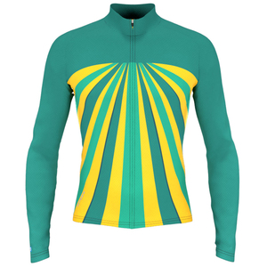 Maillot de cyclisme à manches longues noir cyan blanc avec fermeture éclair intégrale pour homme, en polyester, séchage rapide et respirant - Product Image 6