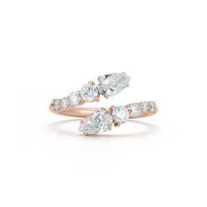 Anillos llamativos de oro macizo de 14k para mujer, con diseño de serpiente cruzada y diamantes cultivados en laboratorio (VS y DEF), de 1.42ctw - Product Image 5