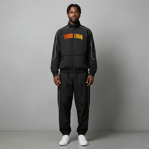 Hot Selling Lightweight Solid Color <b>Zip</b> <b>up</b> <b>Jacket</b> & Baggy Jogger Set 100% Nylon Windproof & Waterproof Hip Hop Style Sweatsuit - Product Image 1