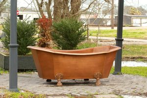 Decorative Antique Copper Freestanding Clawfoot Bathtub Octagonal Double Slipper Deep Soaking Tub for Hotels Villas and High End - Product Image 3