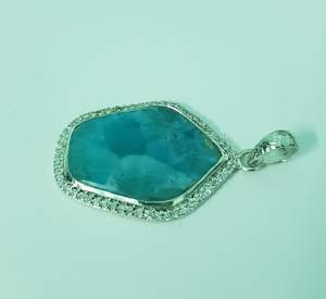 Colgante de Larimar en Plata de Ley 925, Joyería de Piedra Preciosa Natural Hecha a Mano, Elegante Regalo para Mujer, Estilo Oceánico - Product Image 2