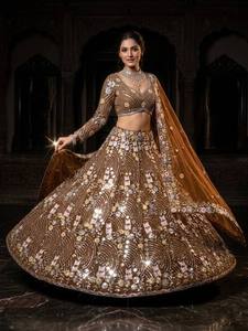 Lehenga Choli en soie rose brodée, longueur au sol, tenue de mariage traditionnelle pour femmes, style Inde Pakistan - Product Image 5