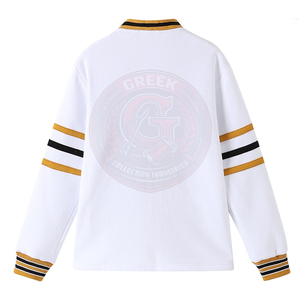 Cardigan blanc Alpha Phi Fraternity, bordure dorée et noire, boutons sur le devant, manches longues, pull pour homme, tricoté en acrylique, col en V, style universitaire - Product Image 2