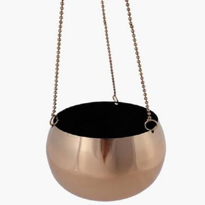 Wholesale Price Rose Gold Plated Metal Hanging Planter Decorative Ball Shape Balcony Hanging <b>Plant</b> Holder Garden Decor Supplies - Product Image 2