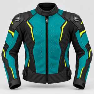 Chaqueta de malla transpirable para motocicleta con tela resistente que mejora el flujo de aire, ajuste cómodo y diseño práctico para motociclistas. - Product Image 1