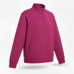Sweat-shirt en molleton demi-zip pour homme, tricoté, écologique, avec motif uni, en polyester/coton, idéal pour l'hiver (OEM) - Product Image 6