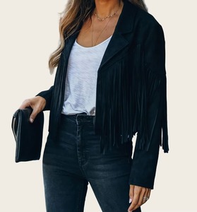 New Premium Wholesale Custom Design Genuine Leather Quilted 100% Polyester Fringes Motorcycle <b>Jacket</b> for Women Spring <b>Winter</b> - Product Image 5