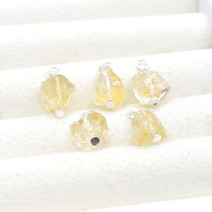 Raw Citrine Wire Wrapped Pendant <b>Silver</b> Plated Natural 8 - 10mm Gemstone <b>Charm</b> Jewelry Making Supply Birthstone January - Product Image 3