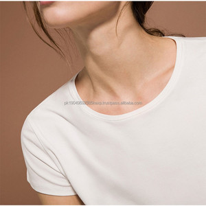 เสื้อยืดคอกลมสำหรับผู้หญิงทรงหลวมสีพื้นผ้าฝ้าย100% สำหรับผู้ชายทรงหลวม - Product Image 3