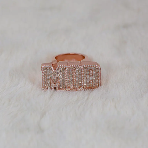 Luxury Rose Gold Moissanite <b>Initial</b> Letter Engagement <b>Ring</b> Radiant Cut Statement Hip Hop Designer Jewelry 925 Silver Premium - Product Image 3
