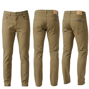 MASTER TEXTILE <b>Men's</b> Straight Fit Casual Pants Solid Color Mid Waist Woven Twill Breathable Button Closure Rivets - Product Image 1